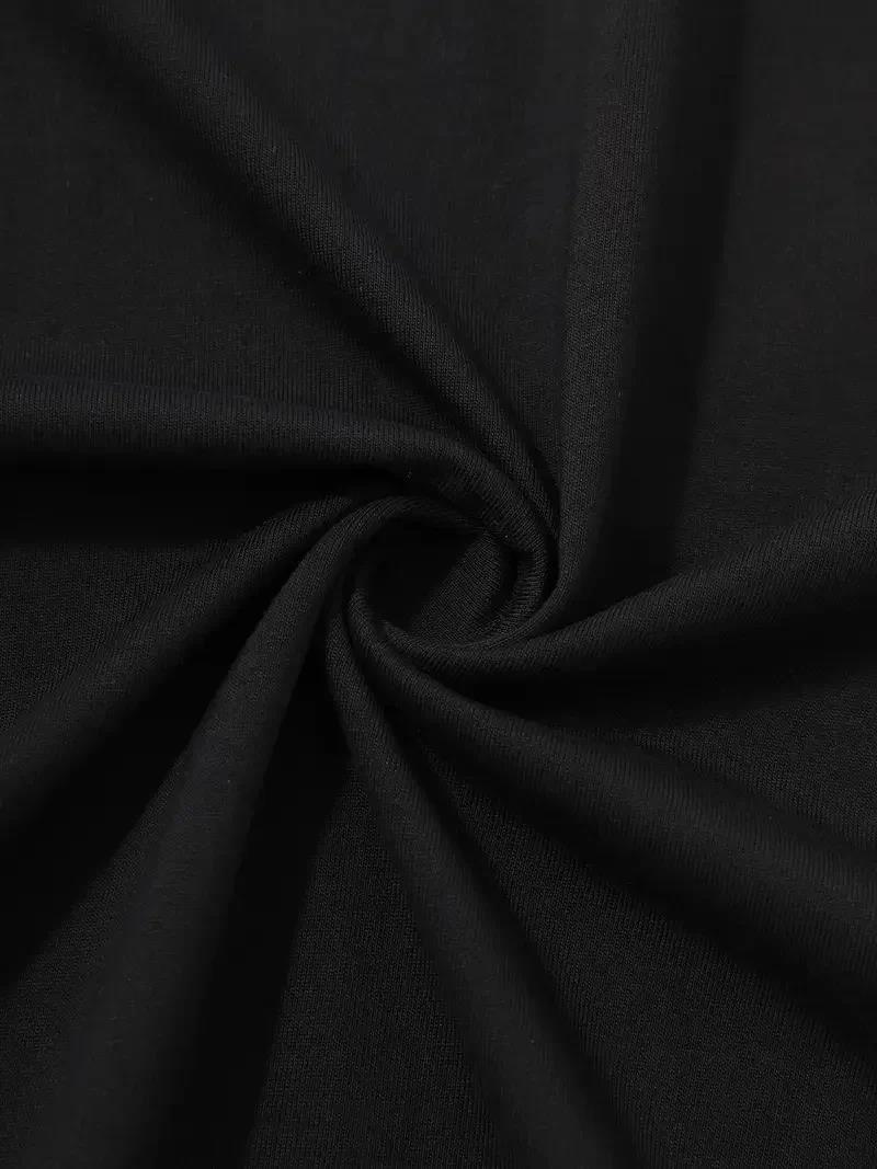 20/1 Penye Compack Palmiye Baskılı Oversize Bisiklet Yaka Kısa Kol T-shirt - Siyah