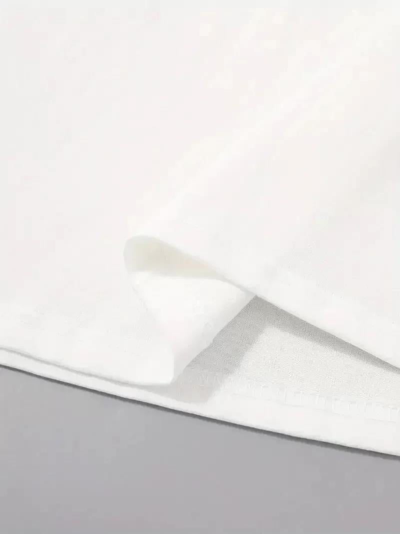 20/1 Penye Compack Palmiye Baskılı Oversize Bisiklet Yaka Kısa Kol T-shirt - Beyaz