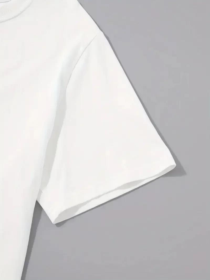 20/1 Penye Compack Palmiye Ön Baskılı Oversize Bisiklet Yaka Kısa Kol Yazlık T-shirt - Beyaz