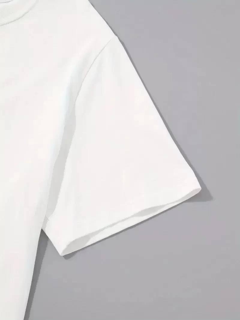 20/1 Penye Compack Sarj %1 Baskılı Oversize Bisiklet Yaka Kısa Kol Yazlık T-shirt - Beyaz