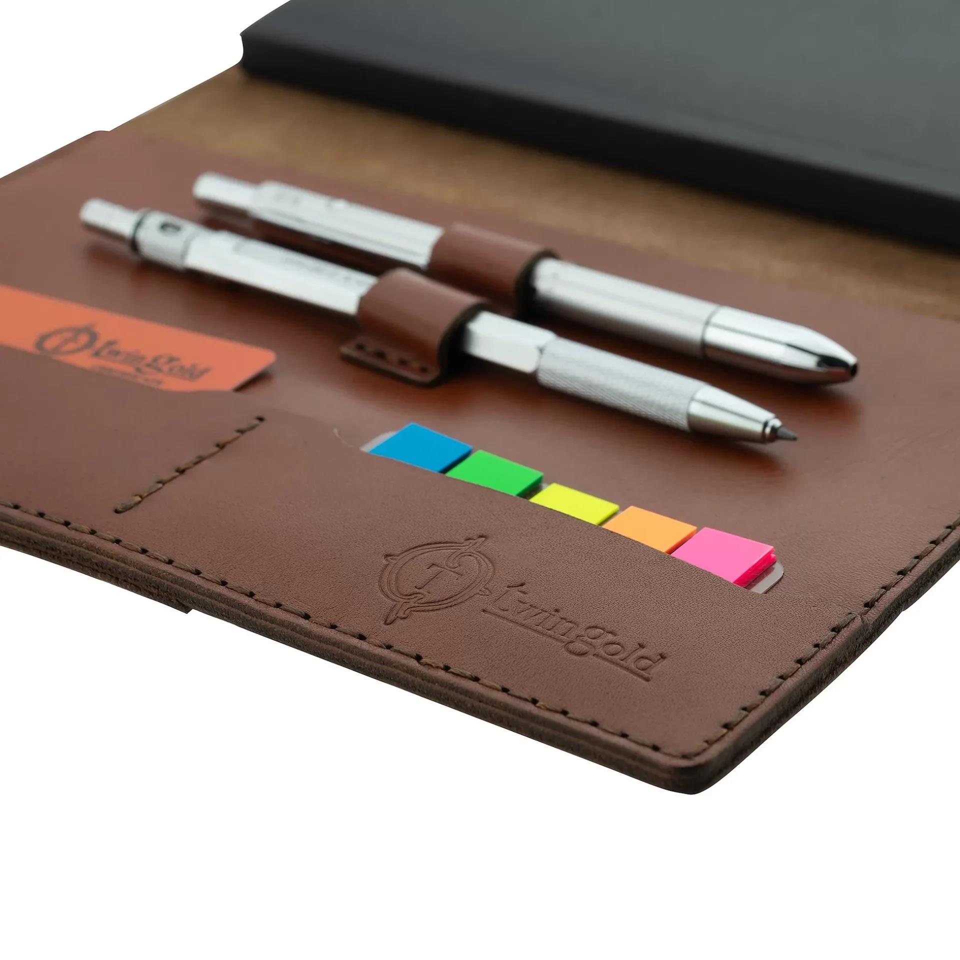 A5 Defter ve Ajanda Kılıfı - %100 Tiesto Deri - KO10002 - Koyu Kahverengi