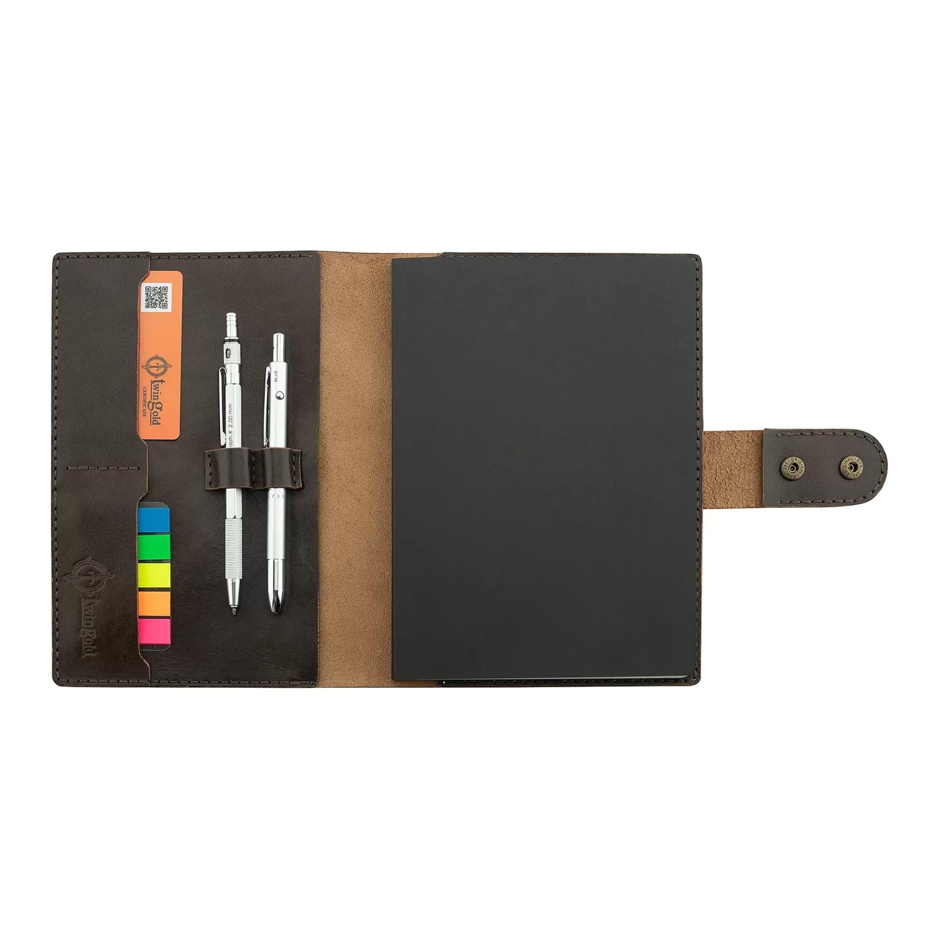A5 Defter ve Ajanda Kılıfı - %100 Tiesto Deri - KO10002 - Koyu Kahverengi