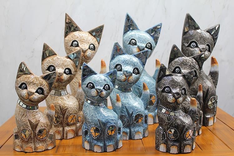 Ahşap 3'lü Kedi Seti 40 Cm