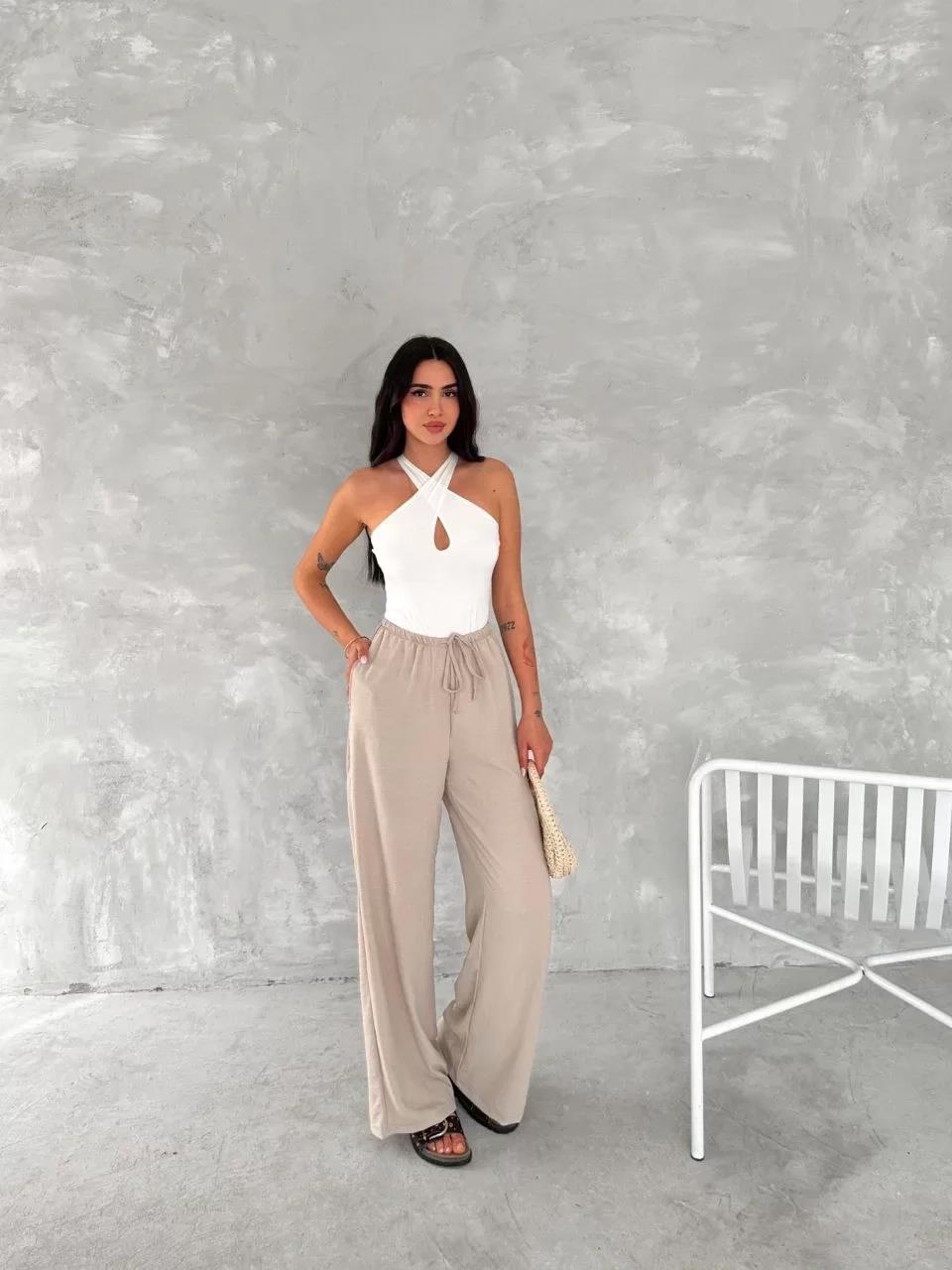 Ayrobin Oversize Kadın Pantalon - Bej
