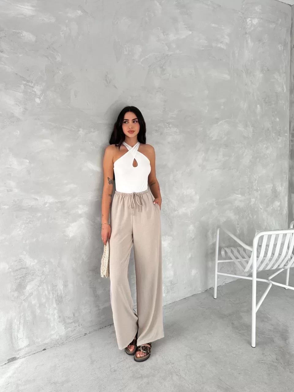 Ayrobin Oversize Kadın Pantalon - Bej