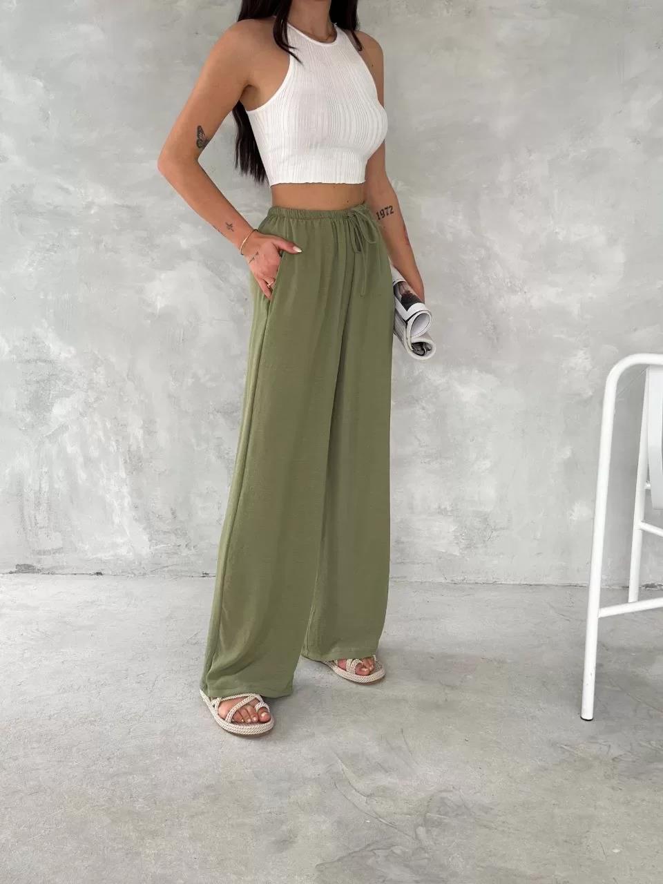Ayrobin Oversize Kadın Pantalon - Mint Yeşili