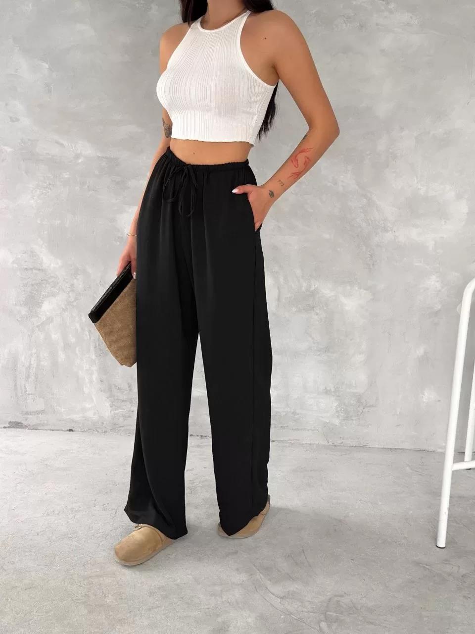 Ayrobin Oversize Kadın Pantalon - Siyah