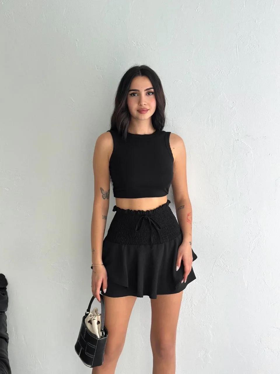 Ayrobin Şortlu Etek - Siyah