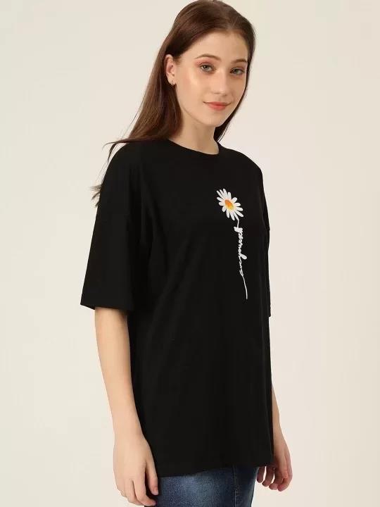 Baskılı Kadın T-shirt - Siyah