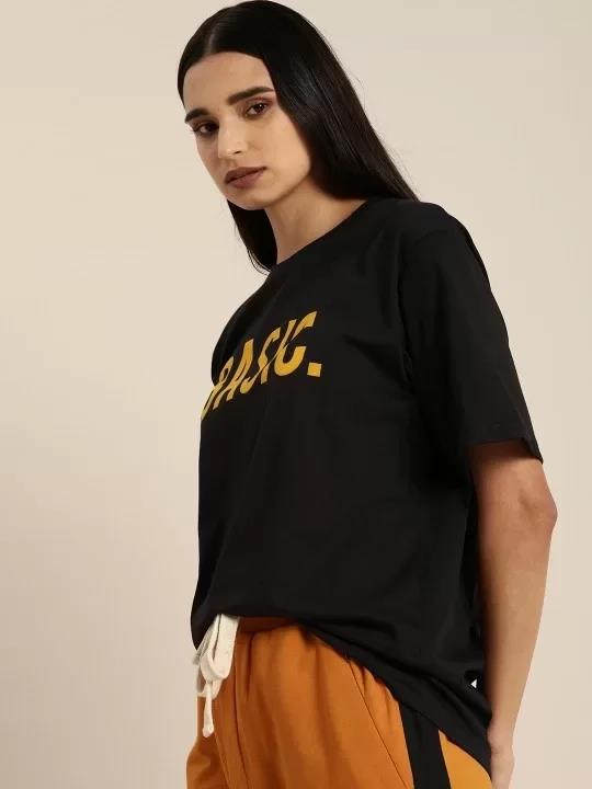 Baskılı Kadın T-shirt - Siyah