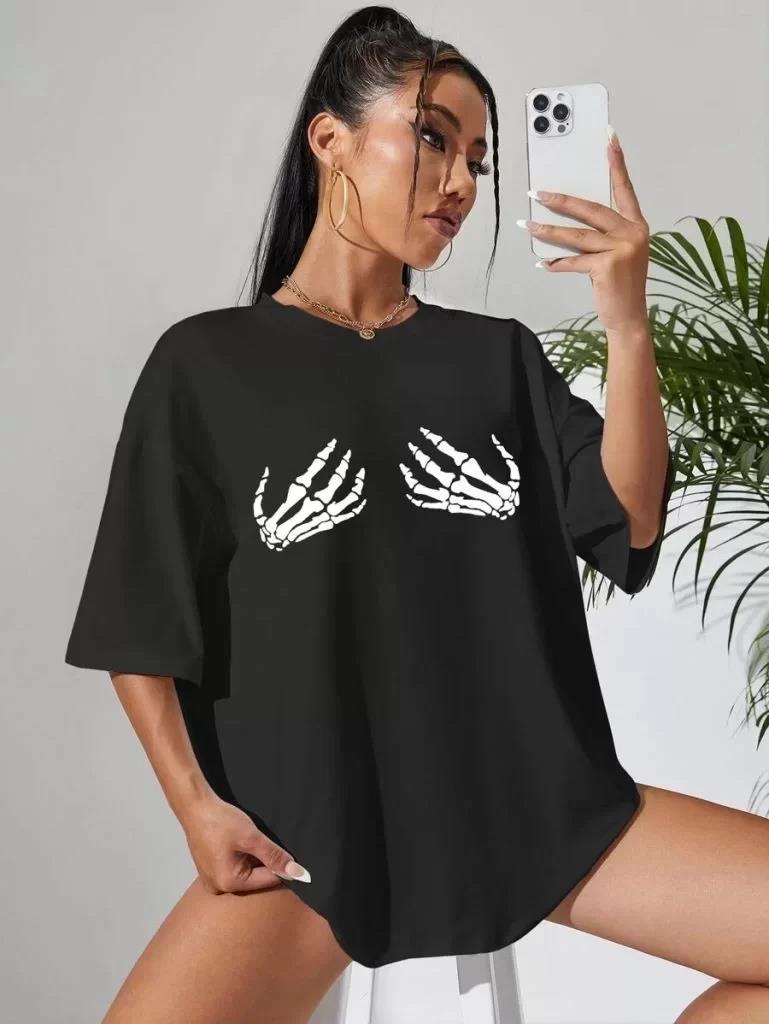 Baskılı Kadın T-shirt - Siyah