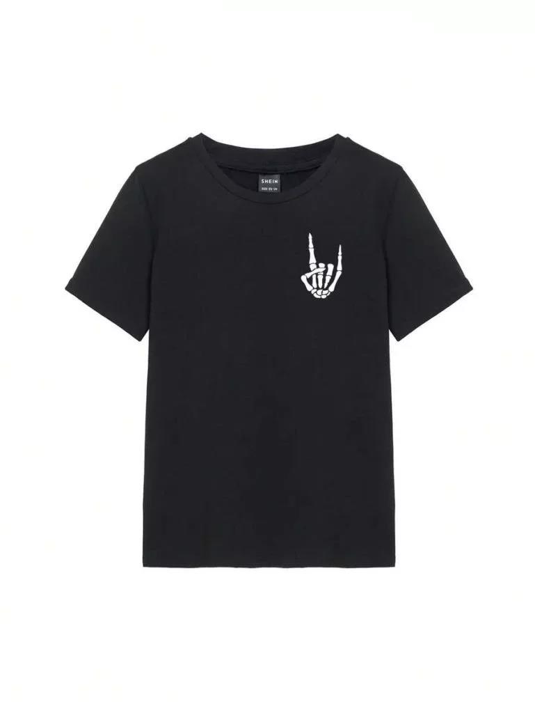 Baskılı Kadın T-shirt - Siyah
