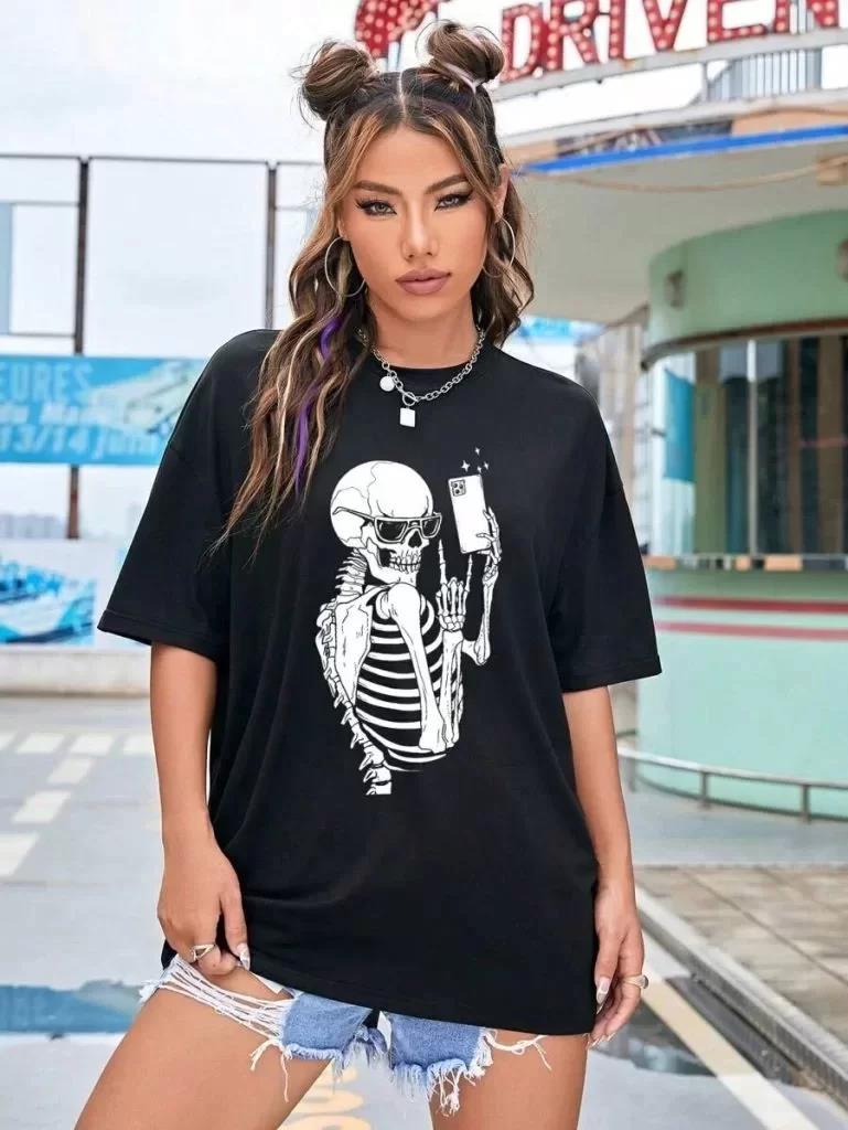 Baskılı Kadın T-shirt - Siyah