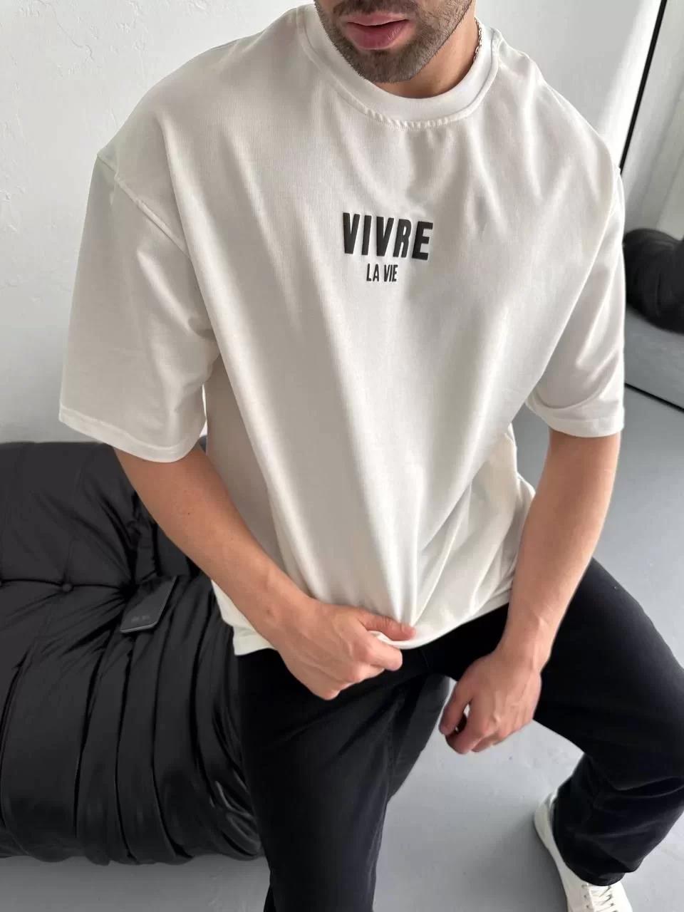 Baskılı Oversize Bisiklet Yaka T-shirt - Beyaz