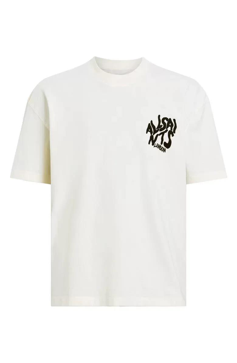 Erkek Baskılı Oversize T-shirt - Beyaz