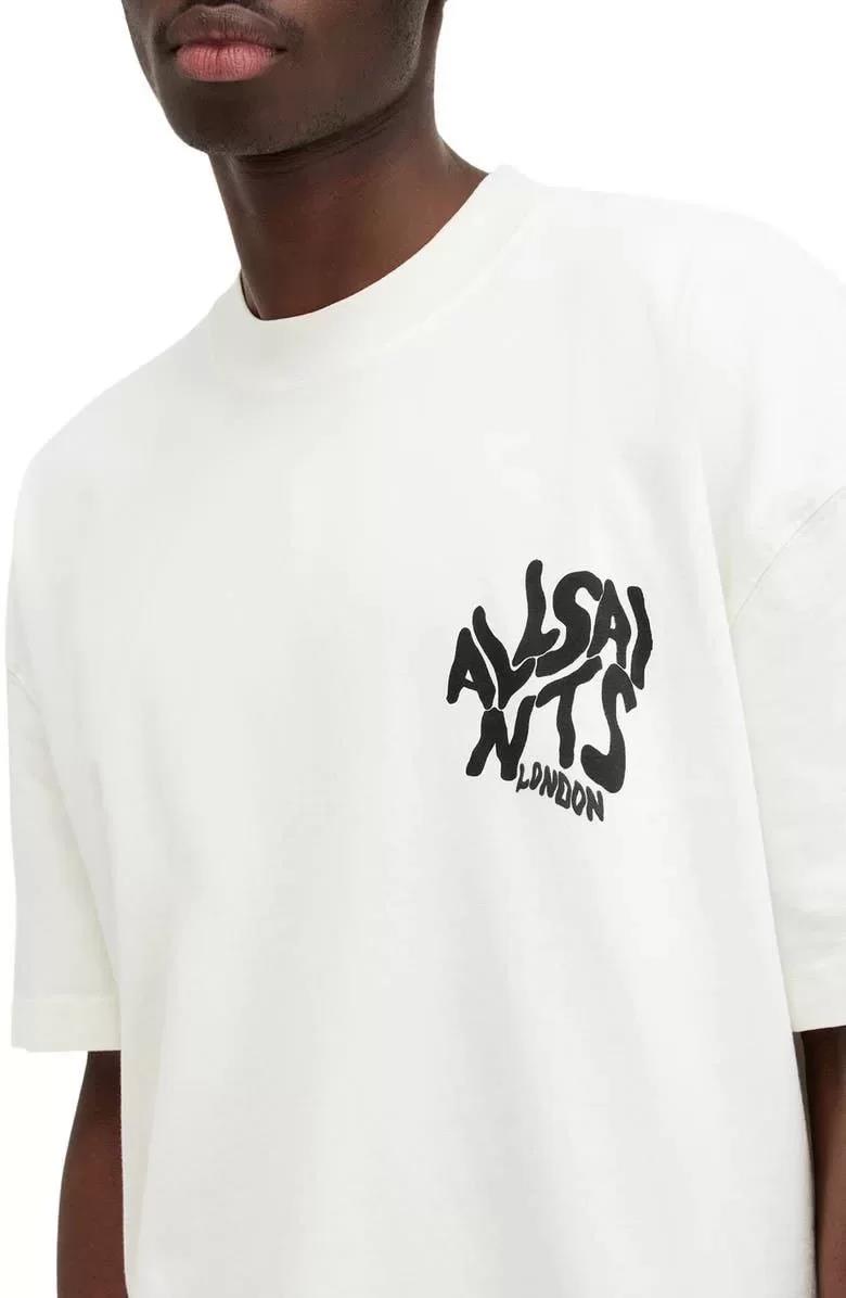 Erkek Baskılı Oversize T-shirt - Beyaz