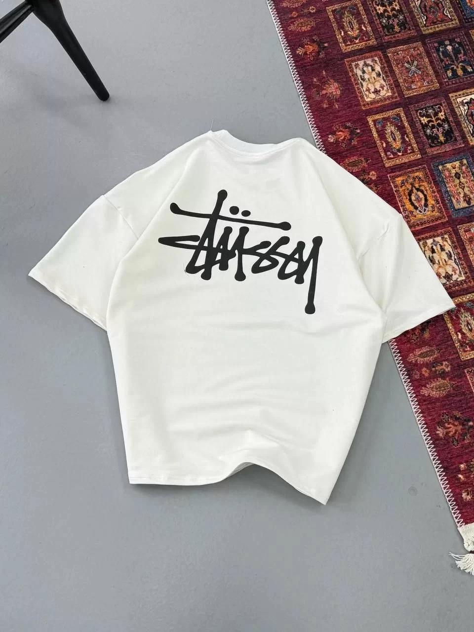 Erkek Baskılı Oversize T-shirt - Beyaz