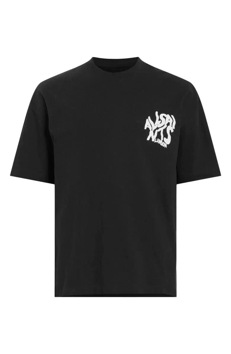 Erkek Baskılı Oversize T-shirt - Siyah