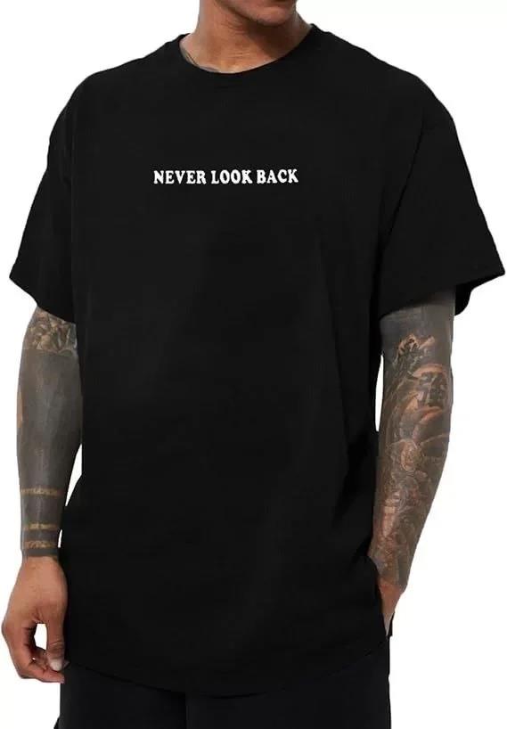 Erkek Bisiklet Yaka Kısa Kol Baskılı T-shirt - Siyah
