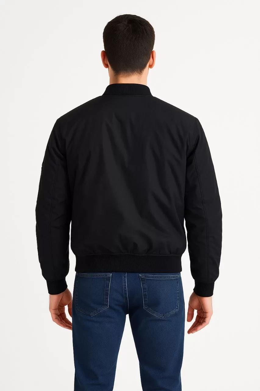 Erkek Bomber Mont Ceket – Fermuarlı, Kapitone İçi Astarlı, Su İtici Kumaş, Regular Fit, Uzun Kollu, Yandan Cepli, Bahar & Kış Rahat Günlük Stil - Siyah