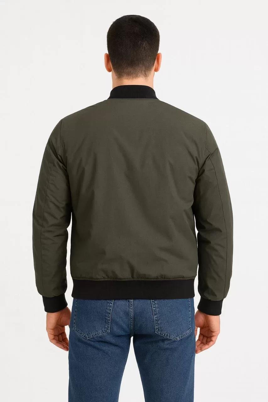 Erkek Bomber Mont Ceket – Fermuarlı, Kapitone İçi Astarlı, Su İtici Kumaş, Regular Fit, Uzun Kollu, Yandan Cepli, Bahar & Kış Rahat Günlük Stil - Haki