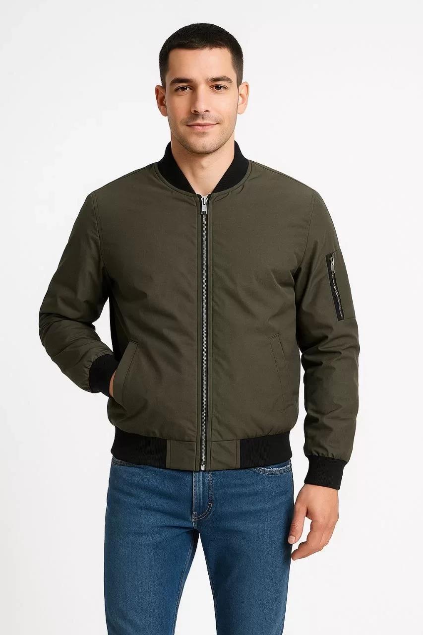 Erkek Bomber Mont Ceket – Fermuarlı, Kapitone İçi Astarlı, Su İtici Kumaş, Regular Fit, Uzun Kollu, Yandan Cepli, Bahar & Kış Rahat Günlük Stil - Haki