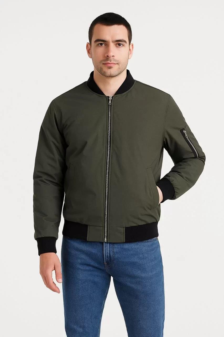 Erkek Bomber Mont Ceket – Fermuarlı, Kapitone İçi Astarlı, Su İtici Kumaş, Regular Fit, Uzun Kollu, Yandan Cepli, Bahar & Kış Rahat Günlük Stil - Haki