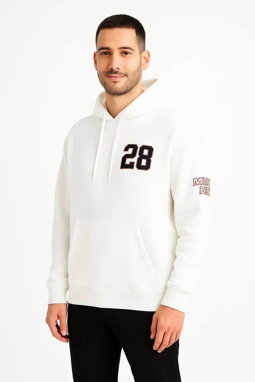 Erkek Kapşonlu Sweatshirt – Oversize Üç İplik Şardonlu Hoodie, “Other Lives” Ön & Arka Baskılı, Kanguru Cepli, Kışlık Rahat Günlük Stil - Beyaz
