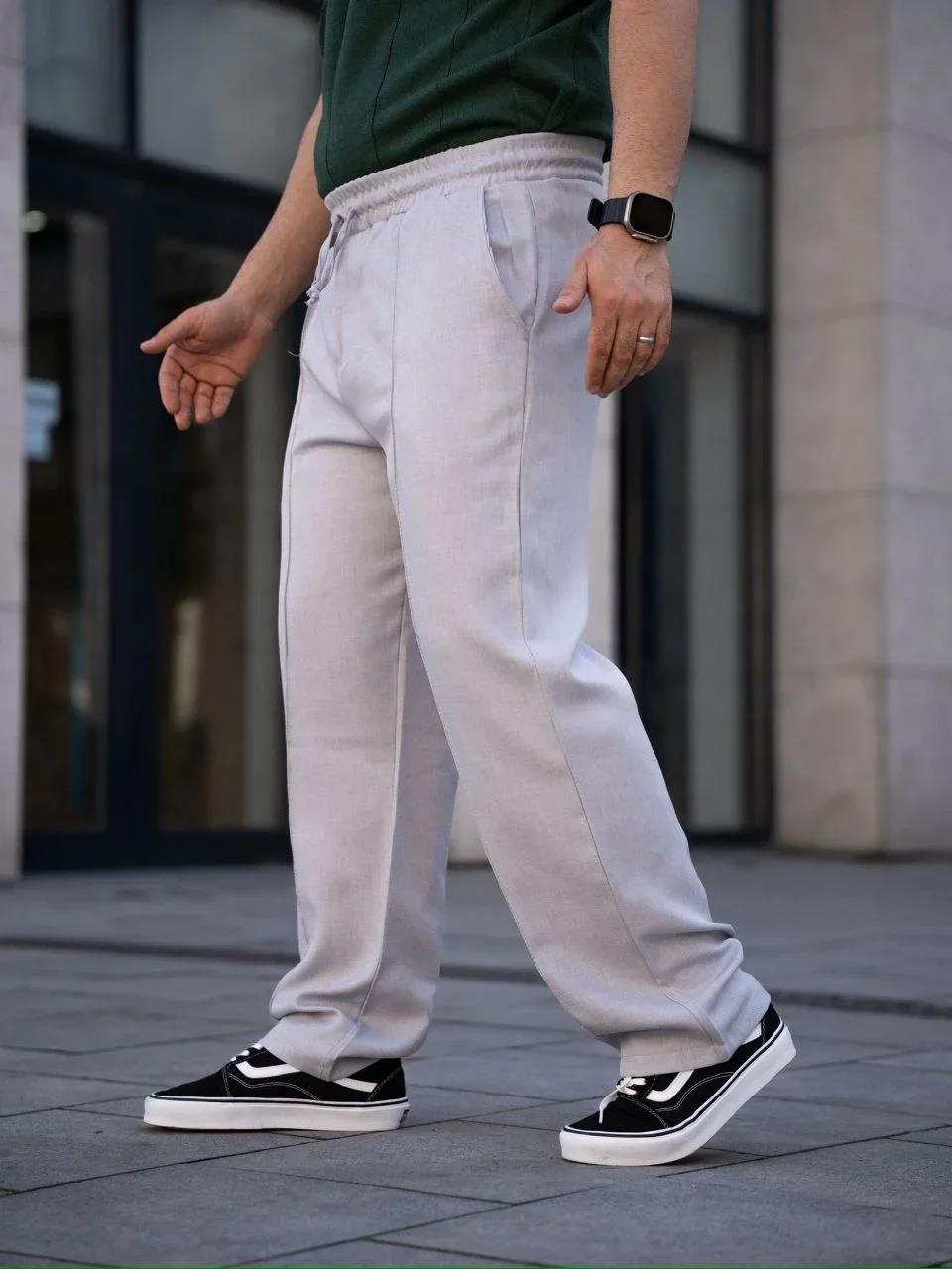 Erkek Keten Cepli Çıma Dikişli jogger Buggy Pantalon Rahat kalıp - Gri