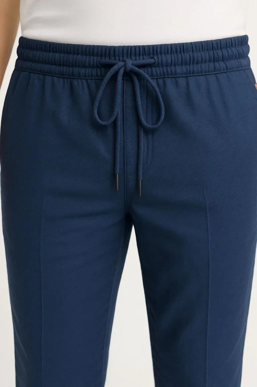 Erkek Keten Pantolon – Cepli, Beli Lastikli ve Bağcıklı, Nefes Alan Rahat Kalıp, Yazlık ve Baharlık Günlük Giyim, Şık & Konforlu Boru Paça Model - Lacivert