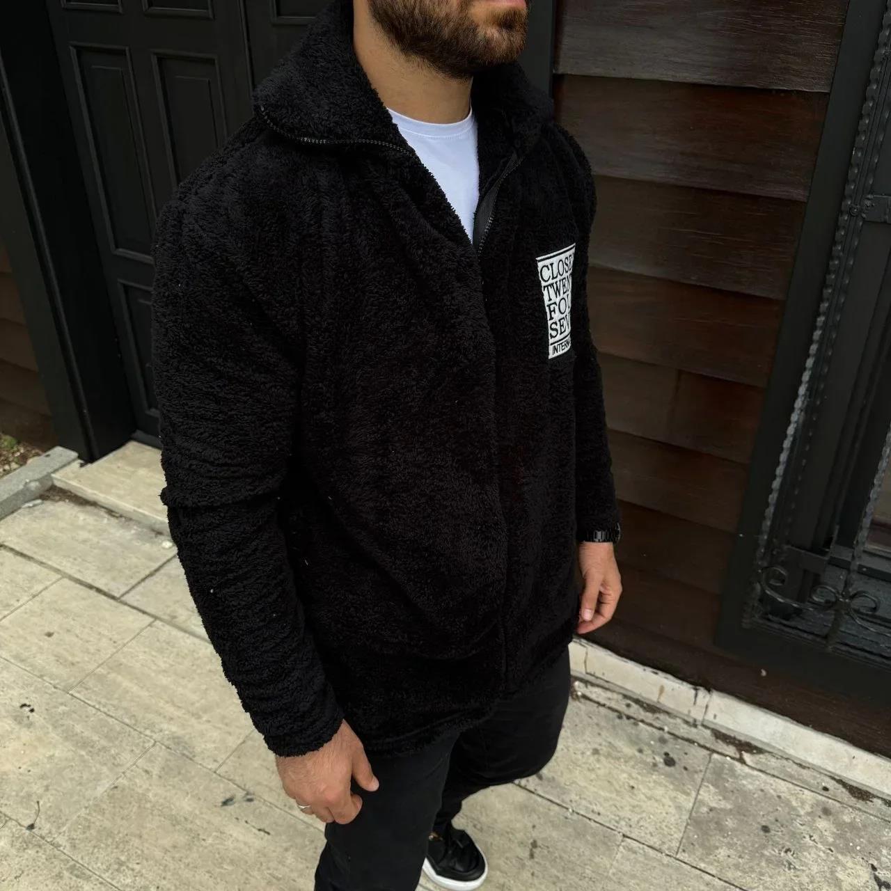 Erkek Polar Fermuarlı Sweatshirt – Kapüşonsuz, Cepli, Yumuşak Dokulu, Oversize Rahat Kalıp, Kışlık Sıcak Tutan Fermuarlı Üst - Siyah