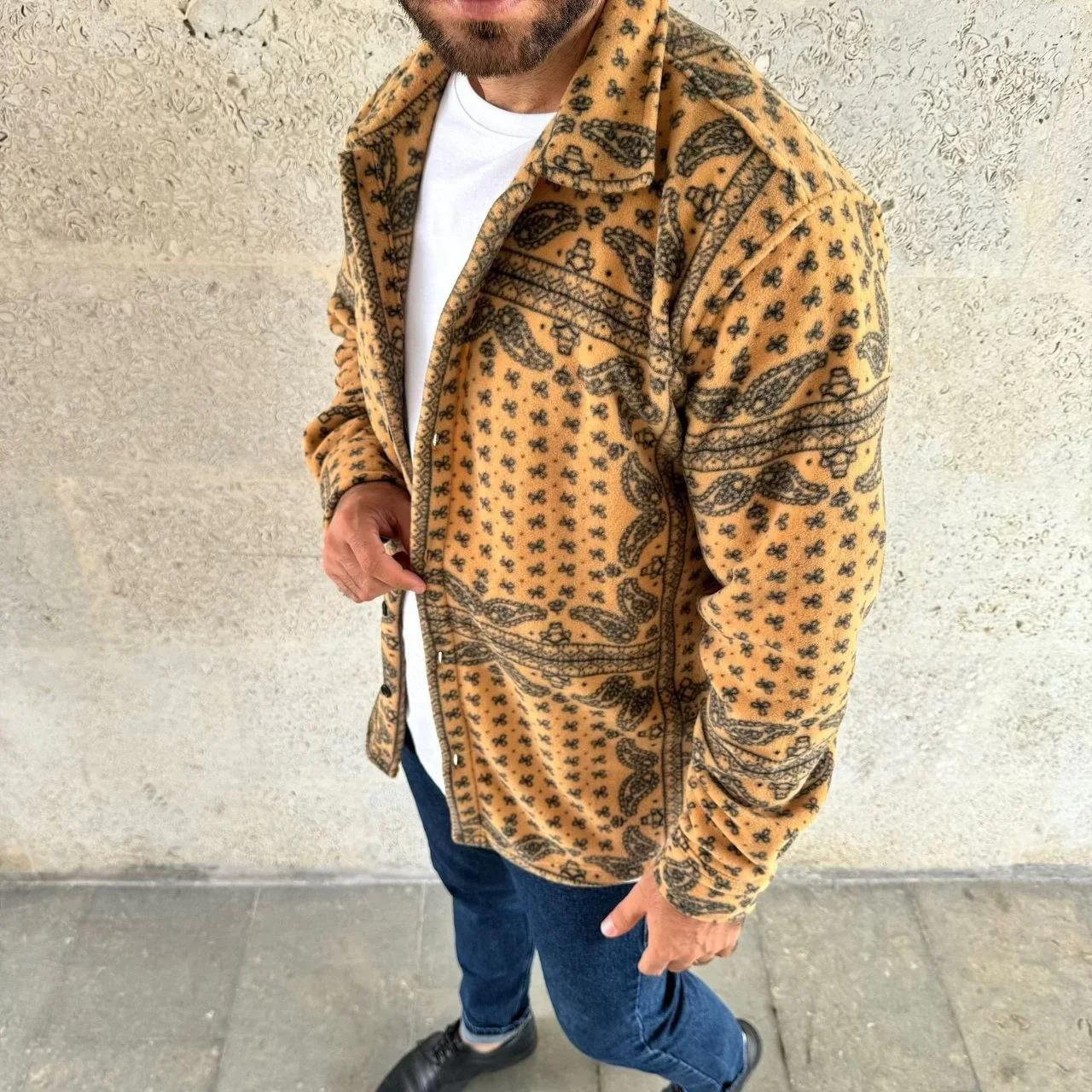 Erkek Polar Fermuarlı Sweatshirt – Kapüşonsuz, Cepli, Yumuşak Dokulu, Oversize Rahat Kalıp, Kışlık Sıcak Tutan Fermuarlı Üst - Sarı