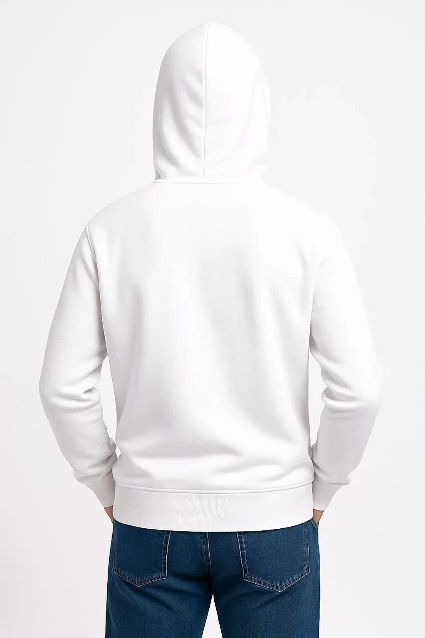 Erkek Üç İplik Kapüşonlu Kanguru Cepli SweatShirt hoodie - Beyaz
