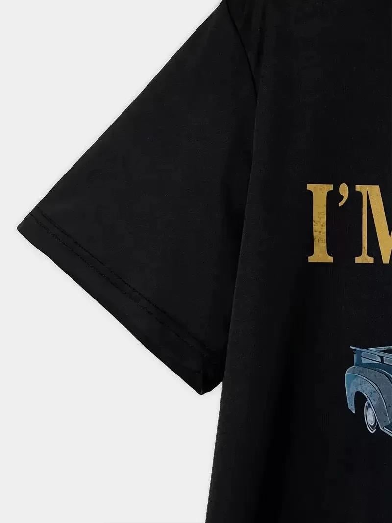 Erkek Vintage Araba Grafik T-Shirt - 