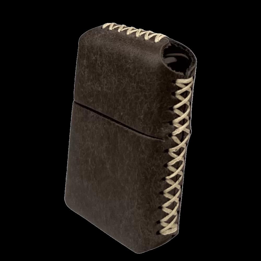 Handmade El Yapımı Hakiki Deri Zippo Modeli Çakmak - AG02001 - Koyu Vizon