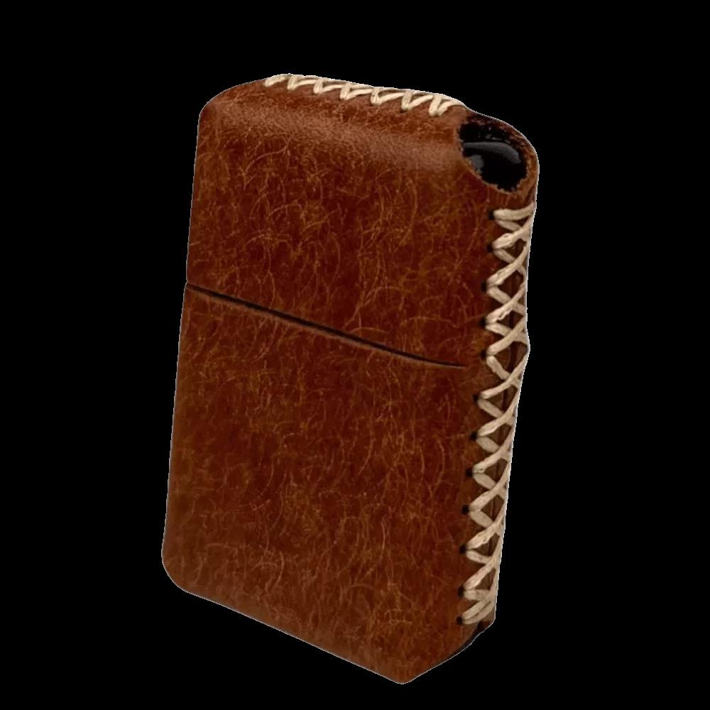 Handmade El Yapımı Hakiki Deri Zippo Modeli Çakmak - AG02001 - Kahverengi