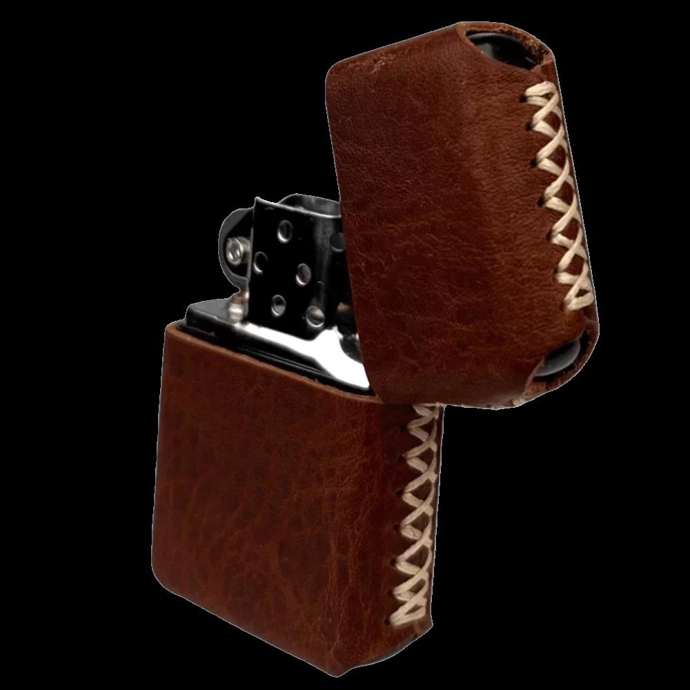 Handmade El Yapımı Hakiki Deri Zippo Modeli Çakmak - AG02001 - Tobacco
