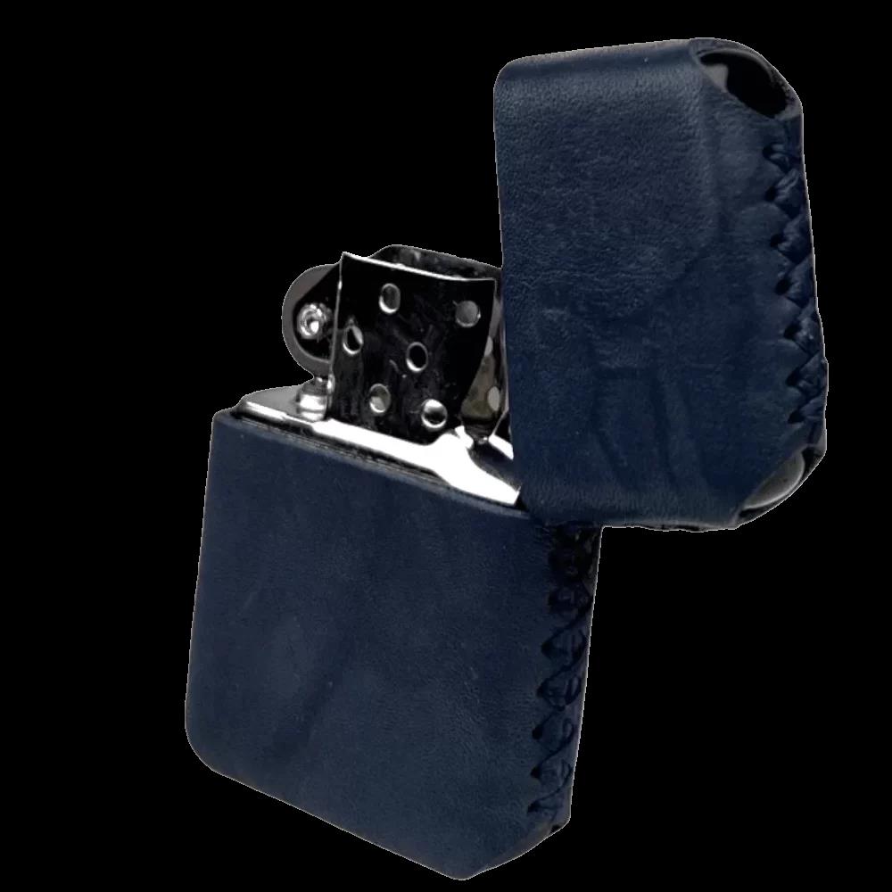 Handmade El Yapımı Hakiki Deri Zippo Modeli Çakmak - AG02001 - Lacivert