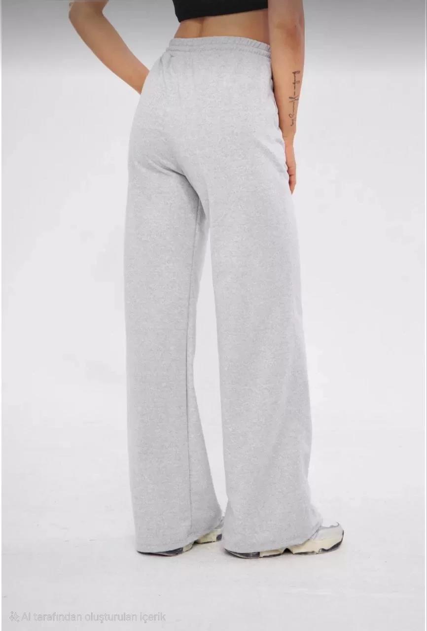 İki iplik Bol Paça Eşofman Pantalon - Gri