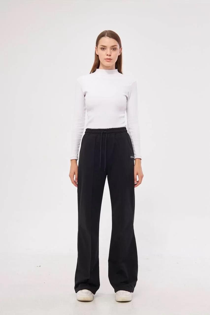 İki iplik Bol Paça Eşofman Pantalon - Siyah