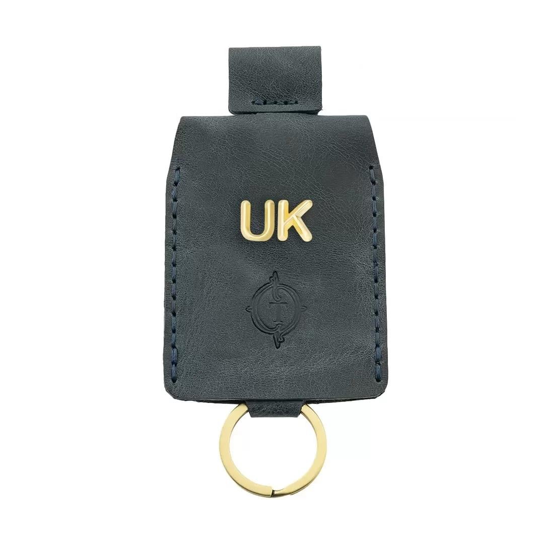 İsme Özel Çıtçıtlı Anahtarlık - % 100 Rainbow Deri - AG01001 - Lacivert