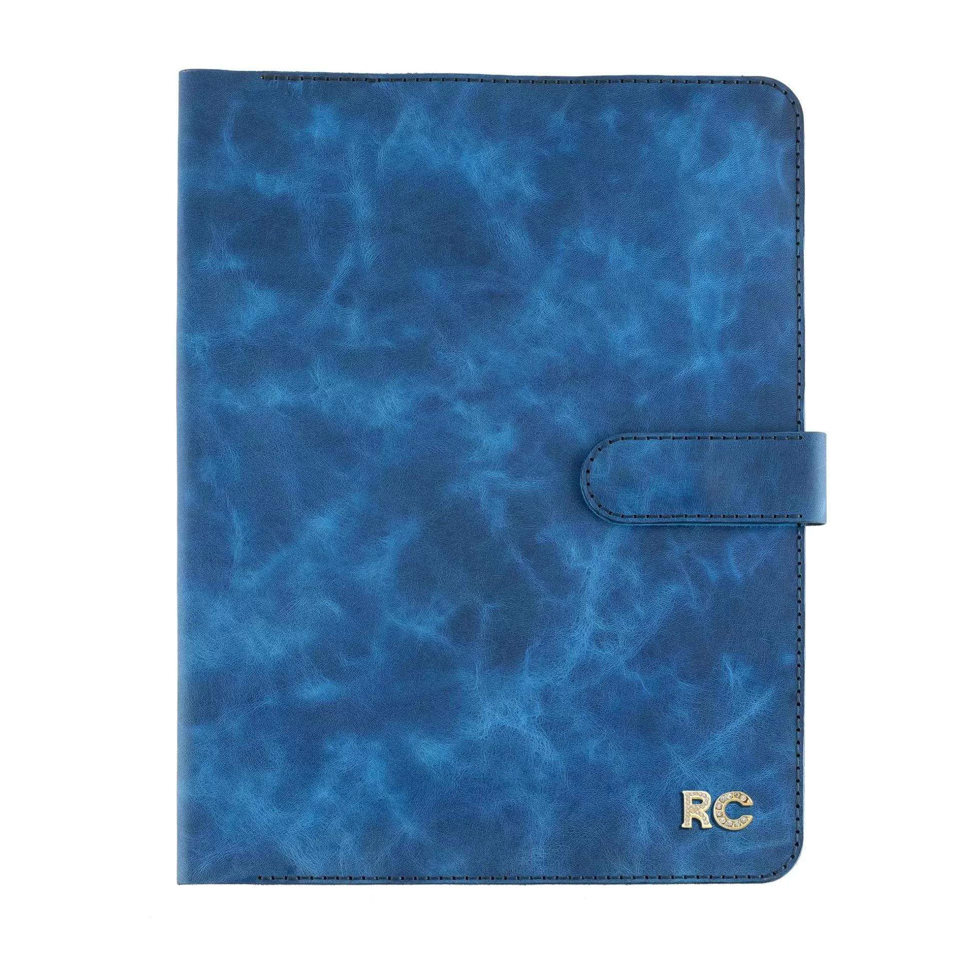 İsme Özel Çıtçıtlı Fonksiyonlu iPad Organizer - %100 Rainbow Deri - ET01002 - Saks Mavisi