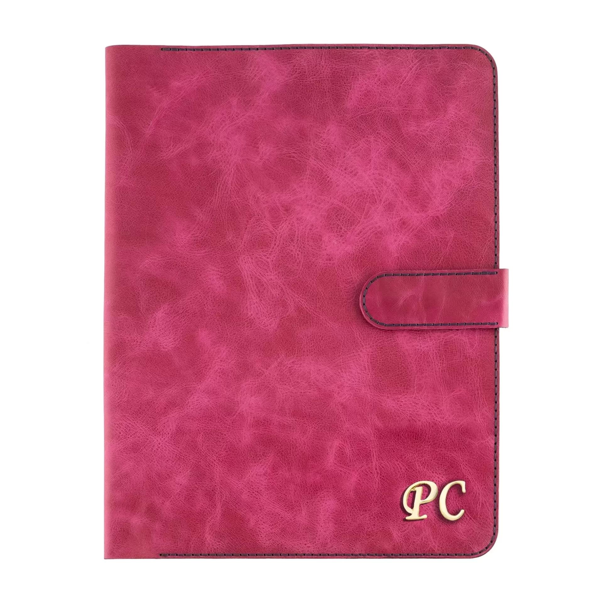 İsme Özel Çıtçıtlı Fonksiyonlu iPad Organizer - %100 Rainbow Deri - ET01002 - Fuşya