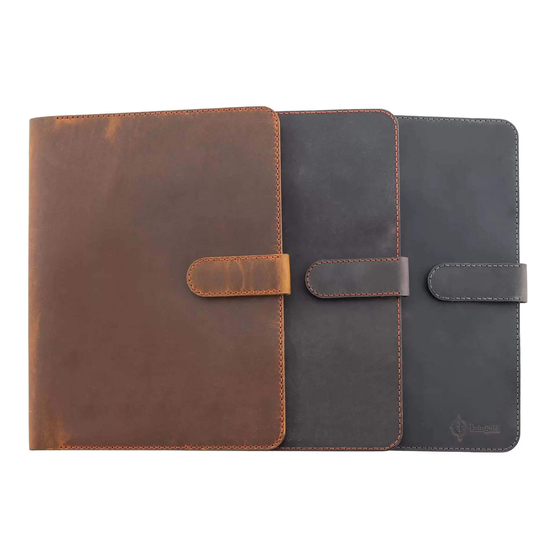 İsme Özel Çıtçıtlı Fonksiyonlu iPad Organizer - %100 Crazy Deri - ET01004 - Antrasit