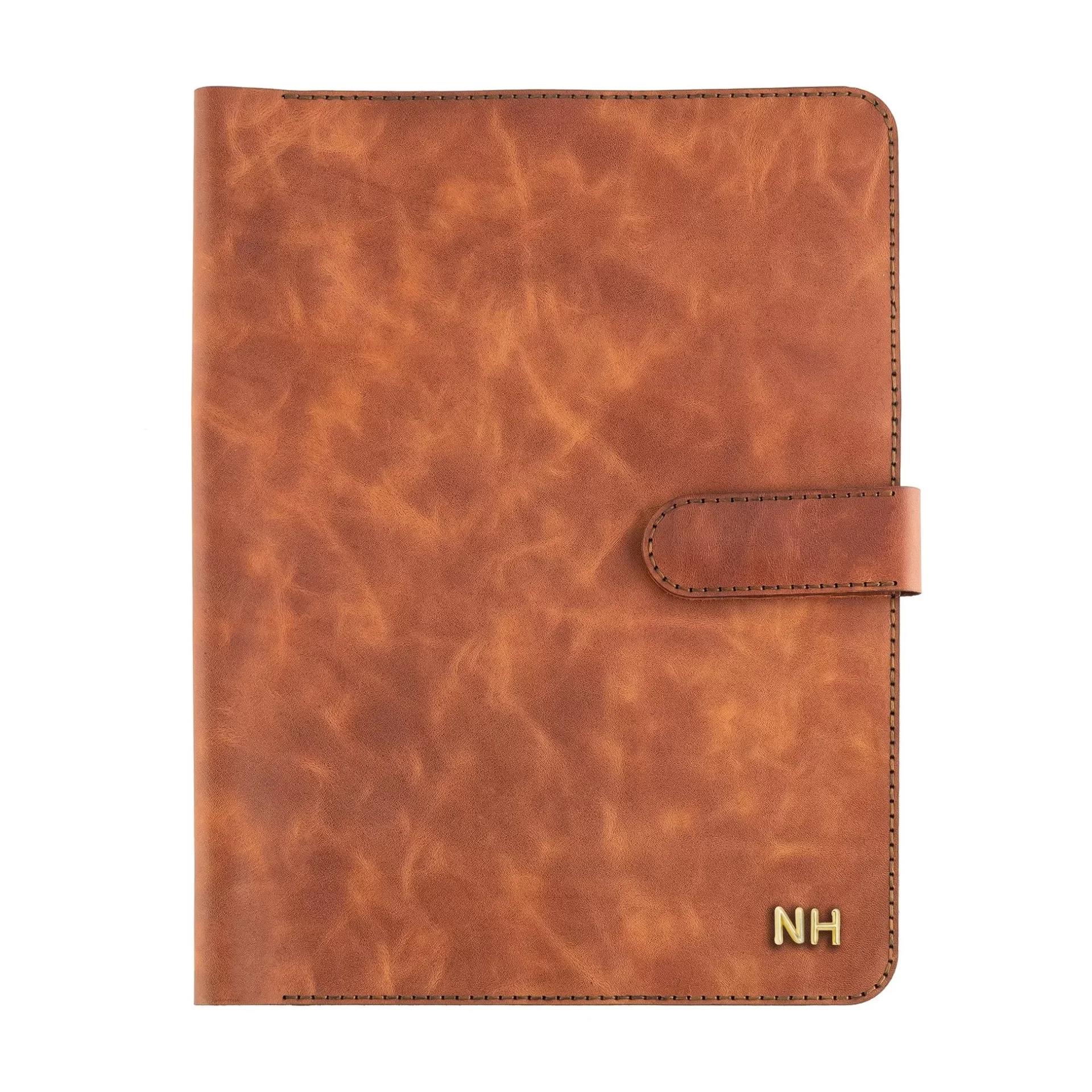 İsme Özel Çıtçıtlı Fonksiyonlu iPad Organizer - %100 Rainbow Deri - ET01002 - Tobacco