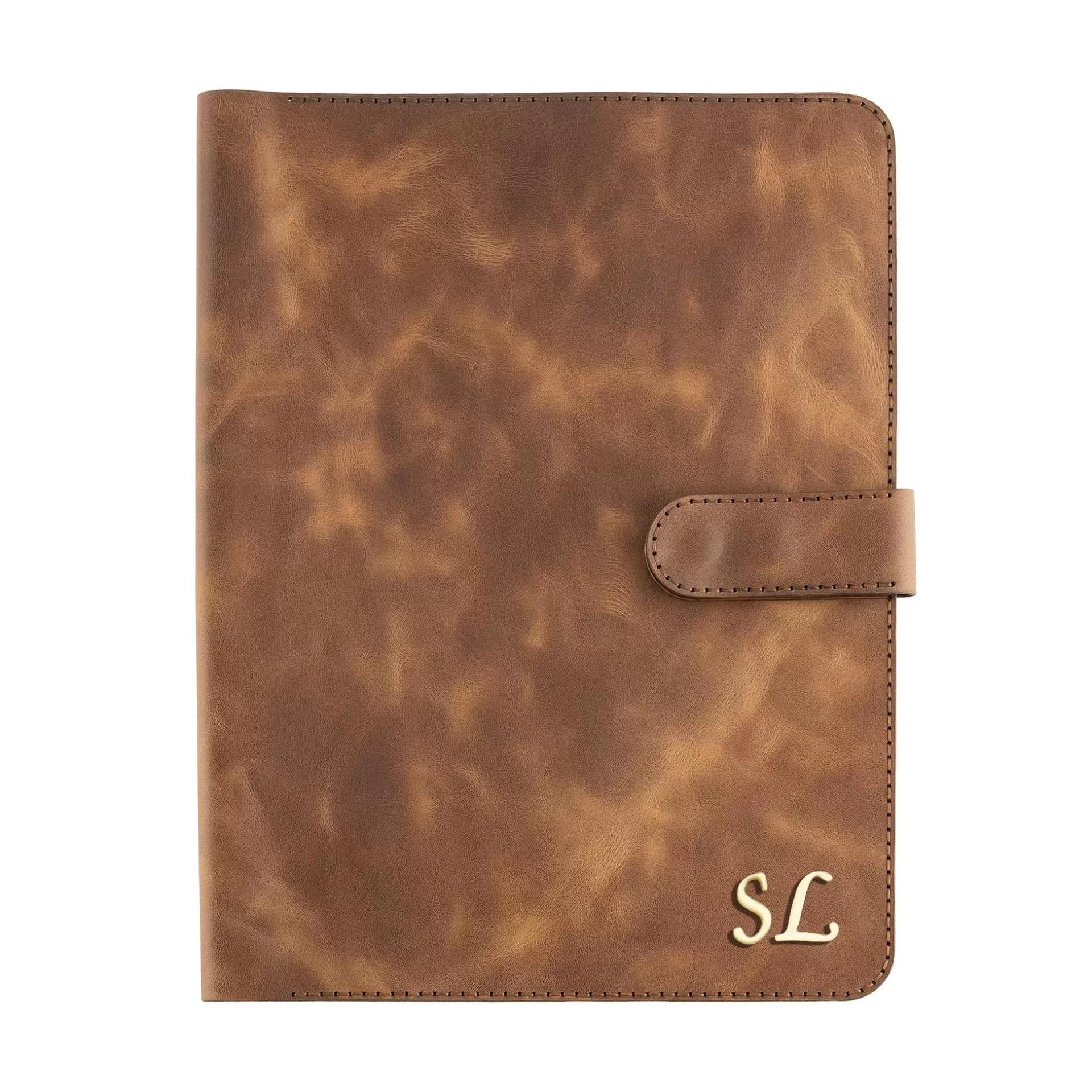 İsme Özel Çıtçıtlı Fonksiyonlu iPad Organizer - %100 Rainbow Deri - ET01002 - Kahverengi
