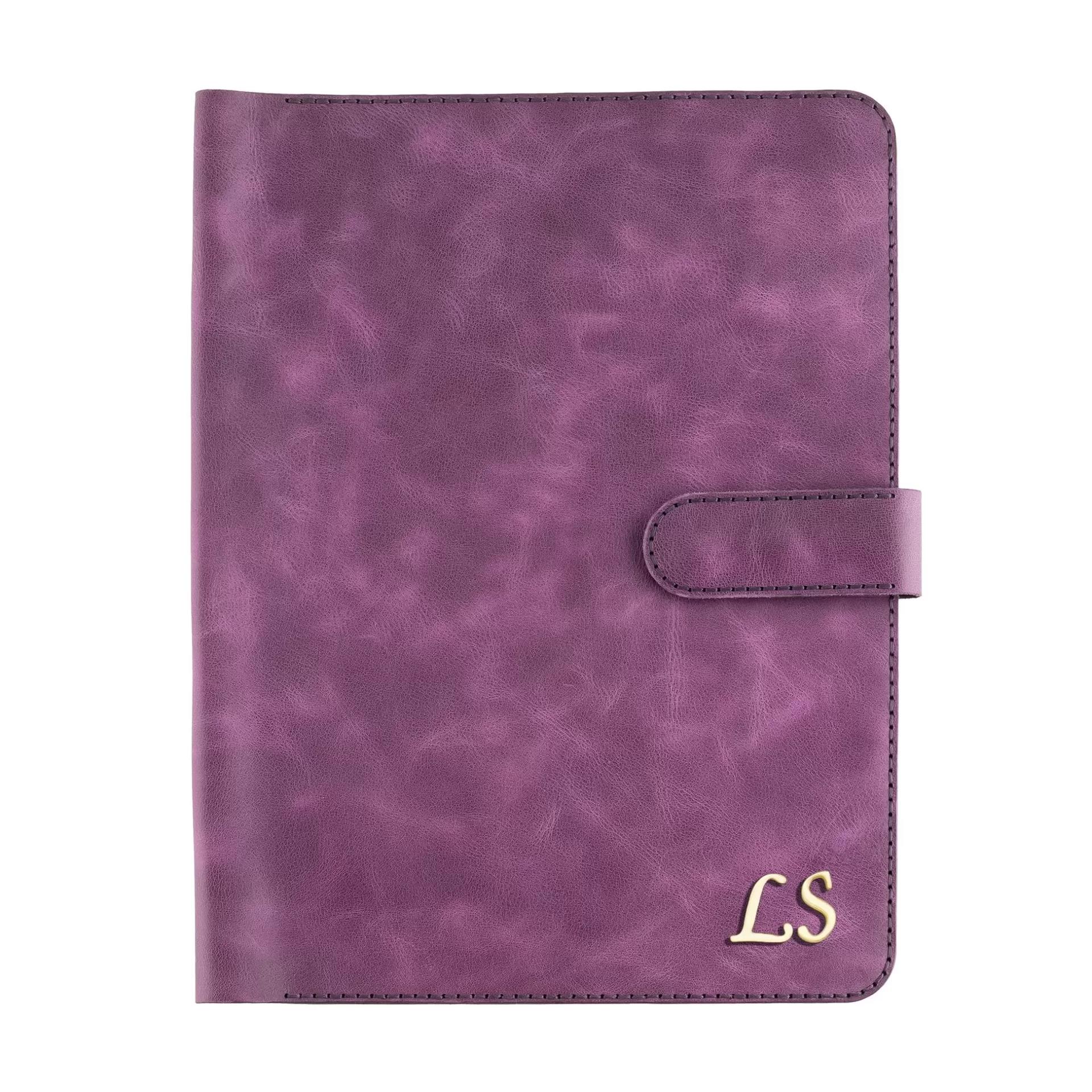 İsme Özel Çıtçıtlı Fonksiyonlu iPad Organizer - %100 Rainbow Deri - ET01002 - Mor