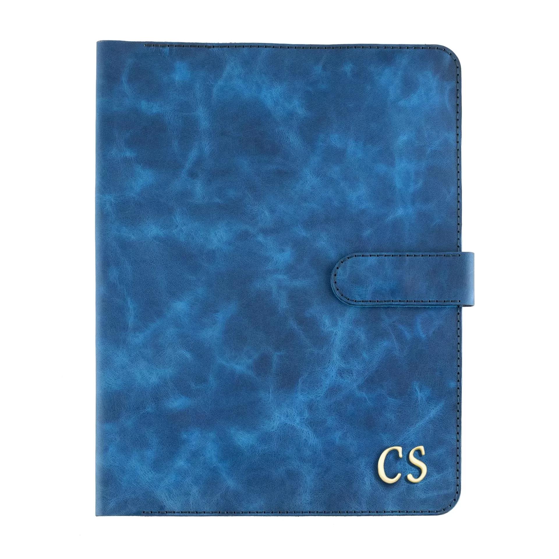 İsme Özel Çıtçıtlı Fonksiyonlu iPad Organizer - %100 Rainbow Deri - ET01002 - Saks Mavisi