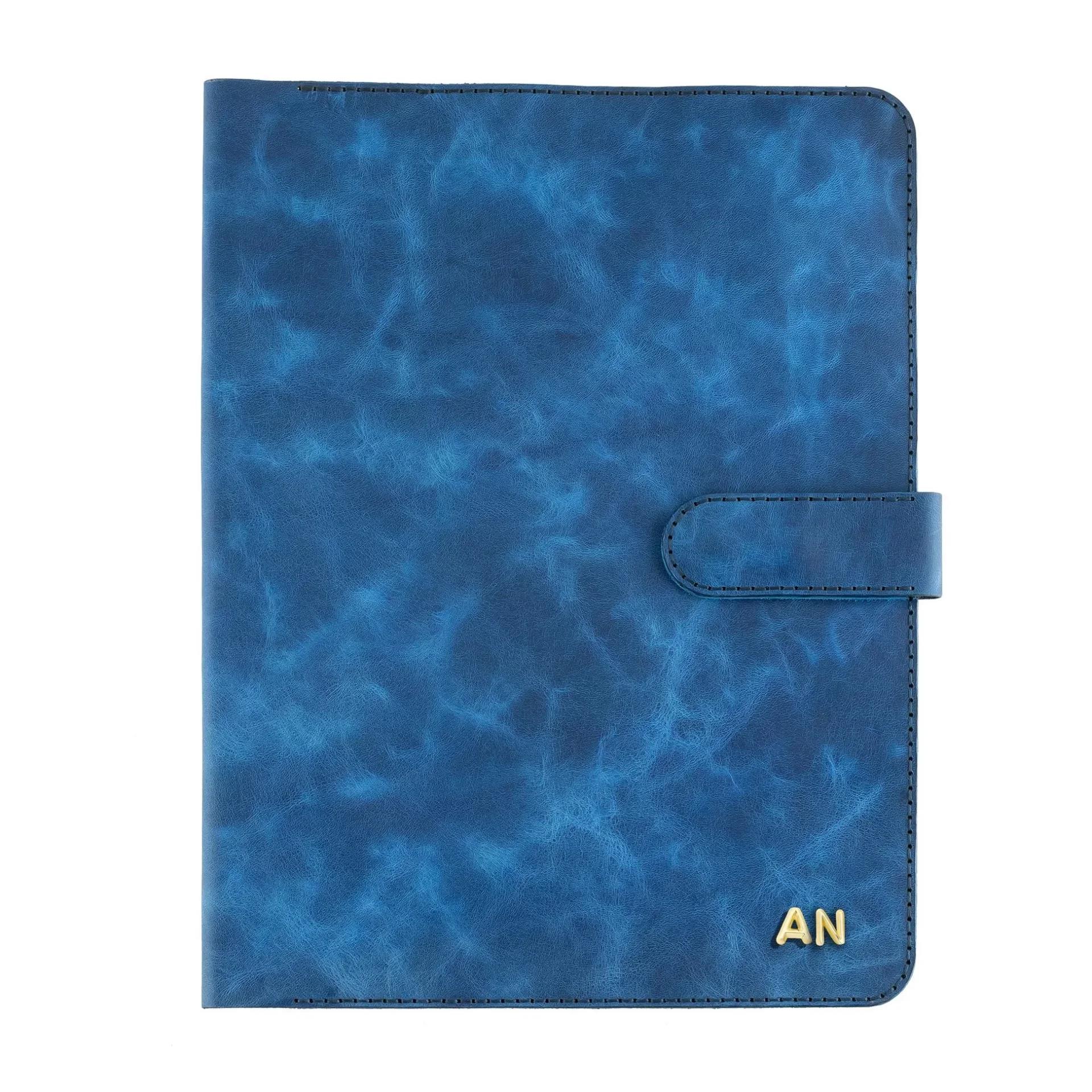 İsme Özel Çıtçıtlı Fonksiyonlu iPad Organizer - %100 Rainbow Deri - ET01002 - Saks Mavisi