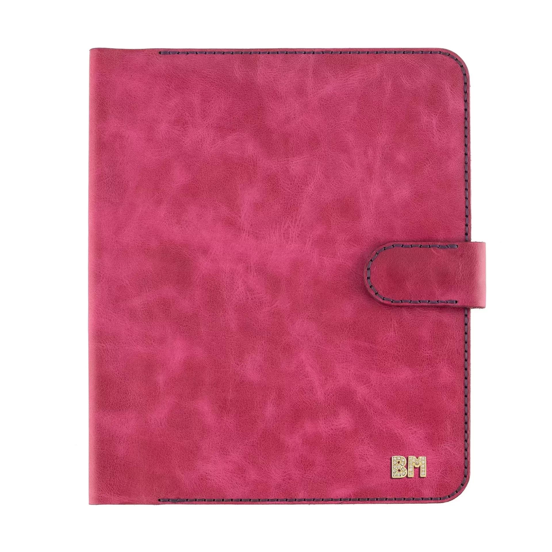 İsme Özel Çıtçıtlı Fonksiyonlu iPad Organizer - %100 Rainbow Deri - ET01002 - Fuşya